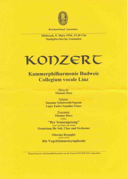 Konzert mit Kammerphilharmonie Budweis Plakat