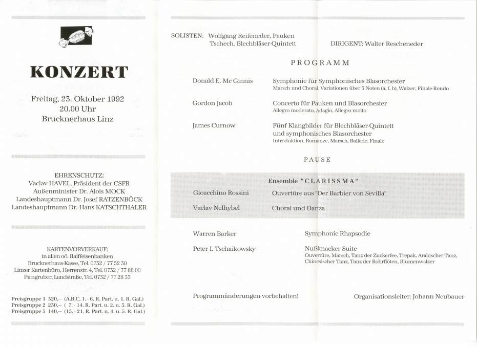 Konzert mit Südböhmischer Kammerphilharmonie Programm