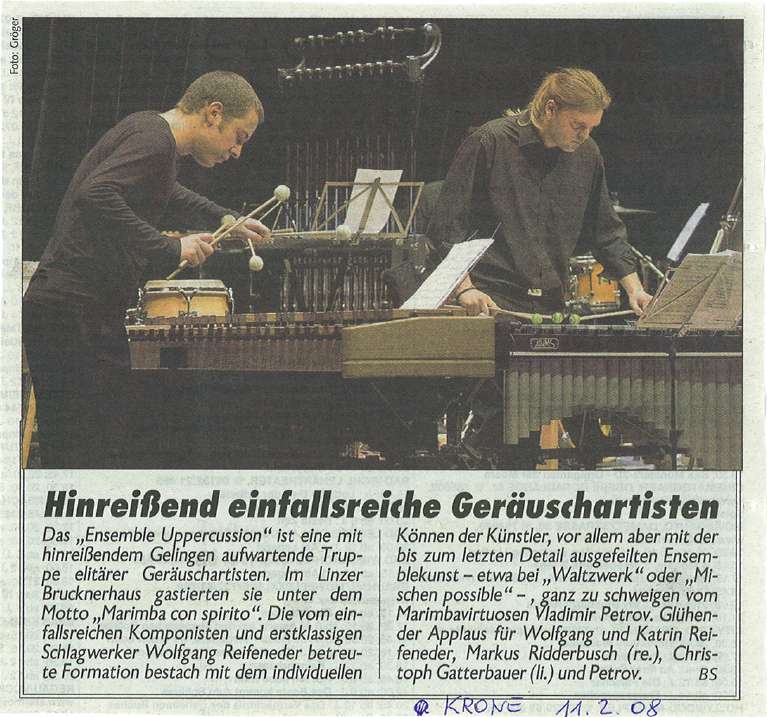 Kritik Marimba con spirito - KRONE vom 11.2.2008